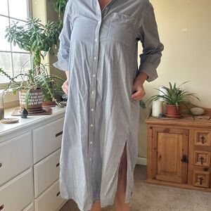 Old Navy Blue Striped Button Down Shirt Dress with pockets